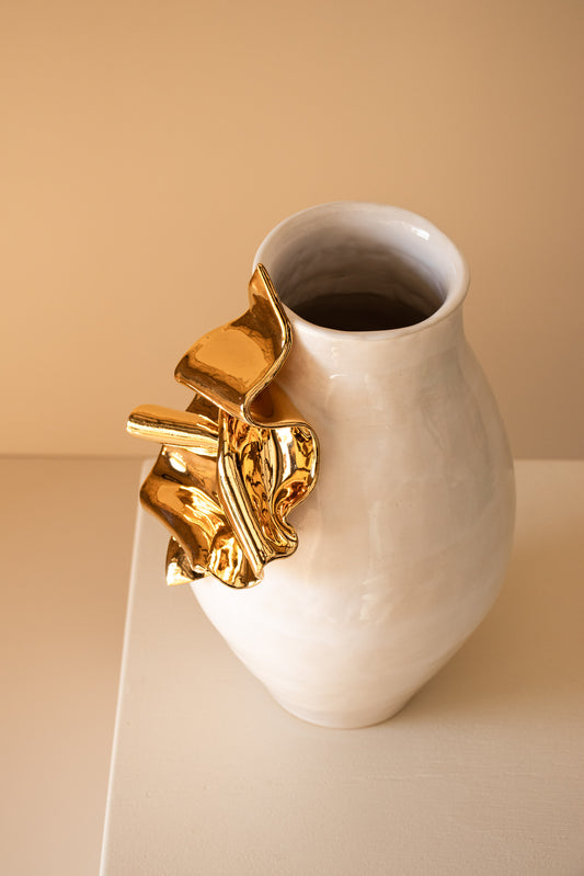 Draped Gloss & Gold Vase