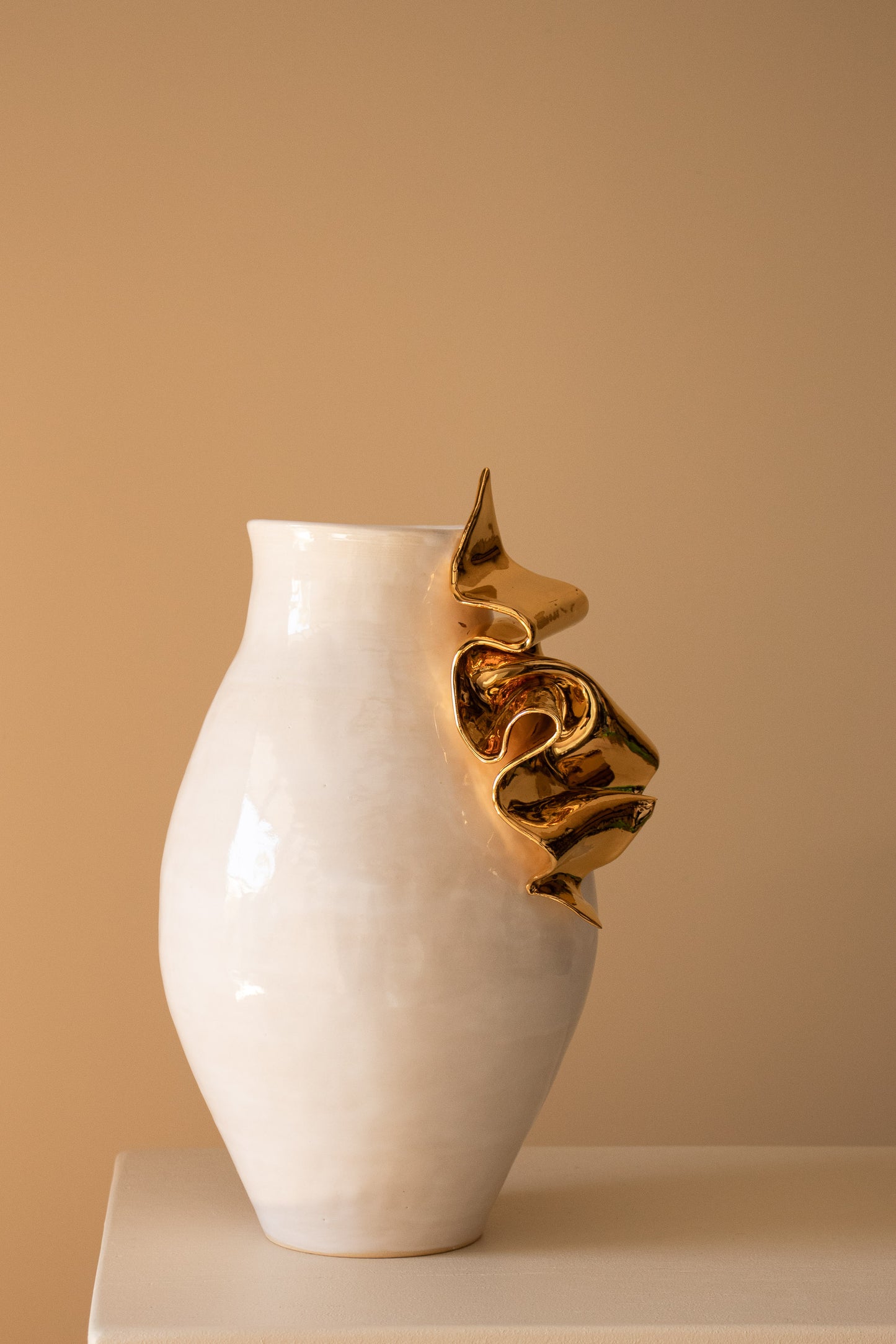 Draped Gloss & Gold Vase